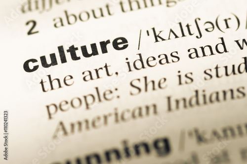 Close up of old English dictionary page with word culture Poster Mural XXL