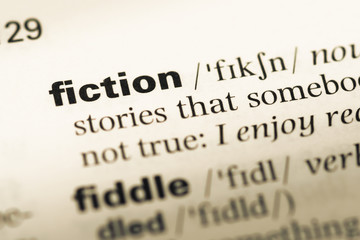 Wall Mural - close up of old english dictionary page with word fiction