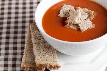 Canvas Print - tomato soup and bread