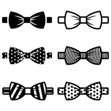Vector Black Bow Ties Icons Set