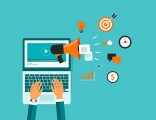 Poster - business on line video marketing content.and technology video marketing concept