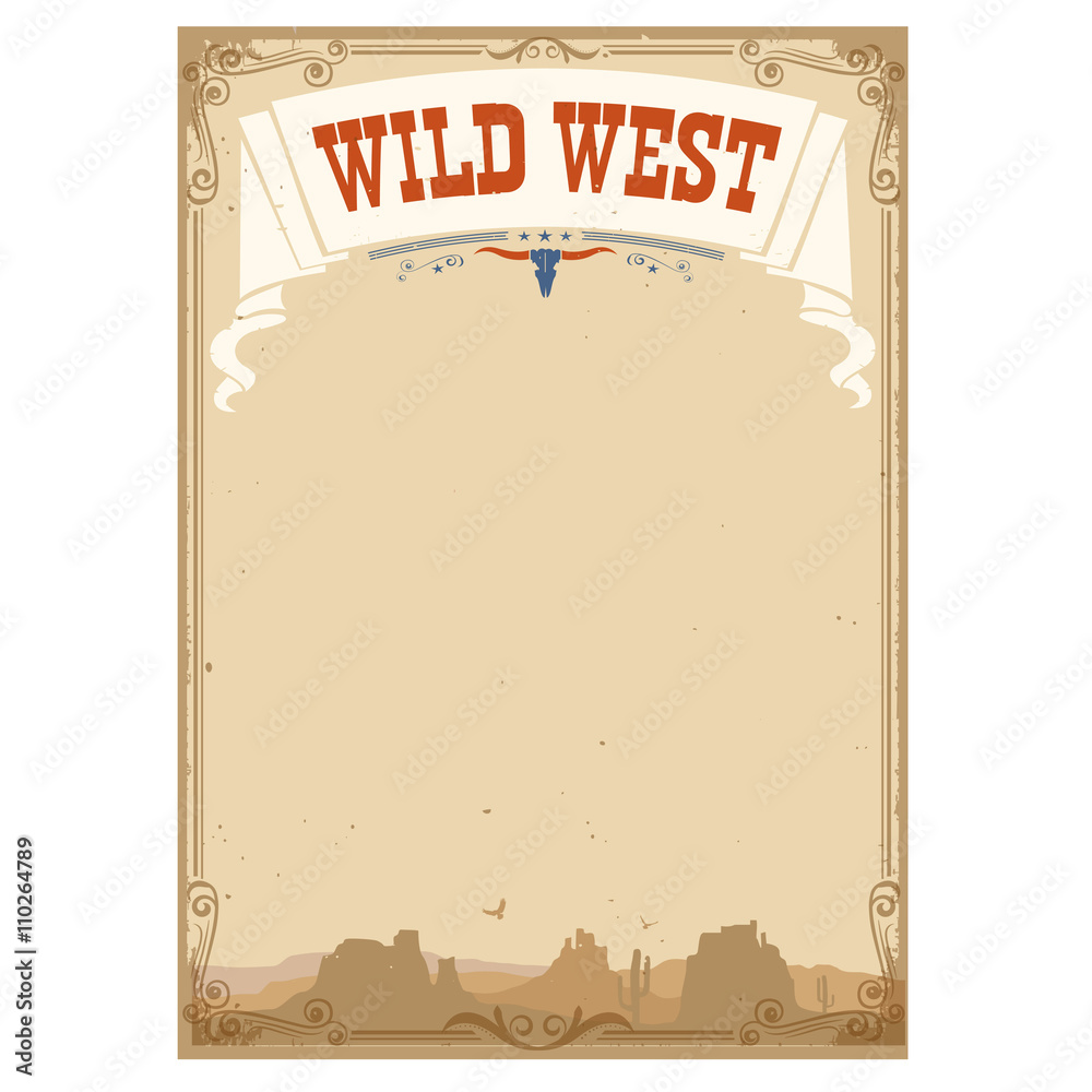 Wild west background for text.Vector illustration - obrazy, fototapety, plakaty 