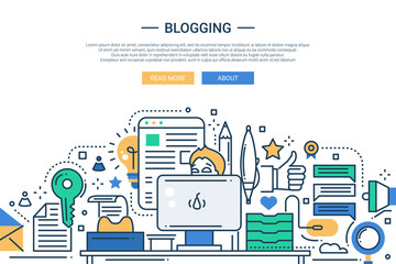 blogging - line design website banner