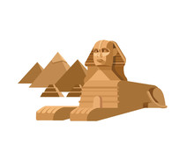 Sphinx And Pyramids Background. Travel Vector