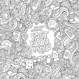 Fototapeta Pokój dzieciecy - Fast food doodles elements frame background
