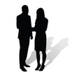 © michalsanca - Business people. Man talking to woman. Vector silhouettes with s