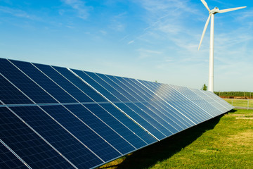Wall Mural - power plant using renewable solar energy with sun