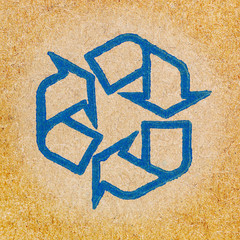 Poster - Cardboard texture with recycle sign