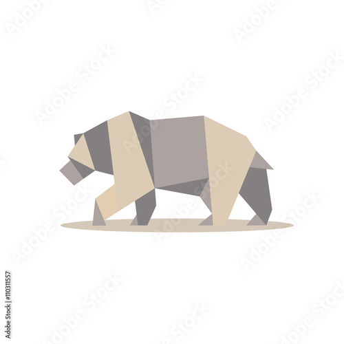 Fotografía Oso pardo en el diseño del estilo del polígono en la baja calidad de las ilustra