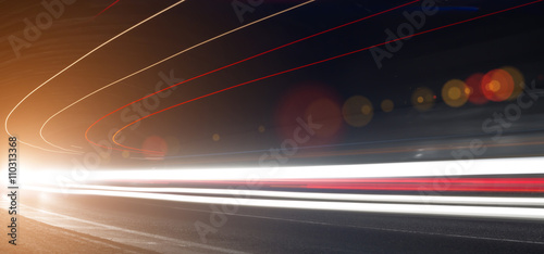 Truck light trails in tunnel Fototapet