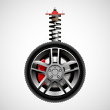 Fototapeta  - Car wheel with suspension elements
