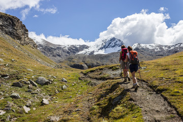 hiking trail in aosta valley, italy