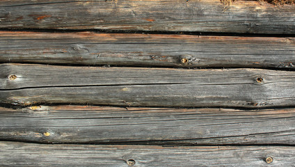 Wall Mural - Close up of old wooden logs