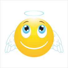 Angel Emoticon On A White Background