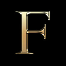 Golden Matte Letter F, Jewellery Font Collection.