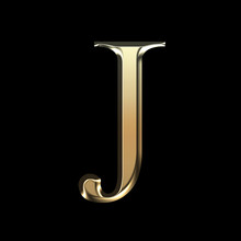 Golden Matte Letter J, Jewellery Font Collection.
