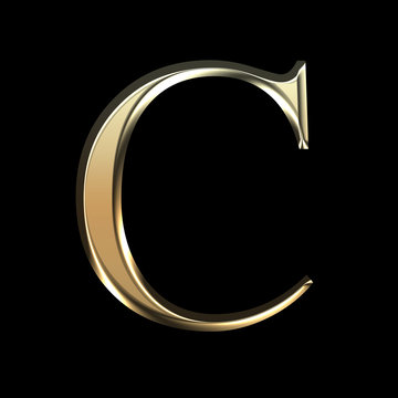 Wall Mural - Golden matte letter C, jewellery font collection.
