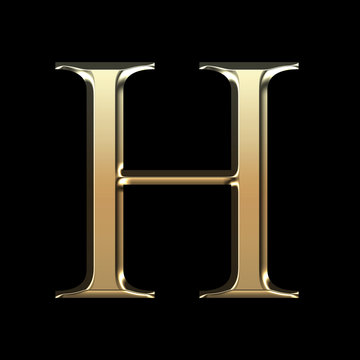 Wall Mural - Golden matte letter H, jewellery font collection.