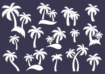 Wall Mural - Palm tree silhouette icons