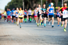 Group Of Marathon Runners, Abstract Blurry Picture