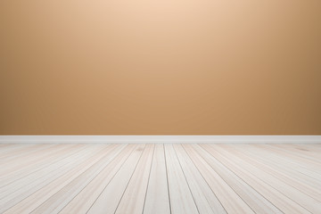 Wall Mural - Empty interior light brown room with wooden floor, For display o