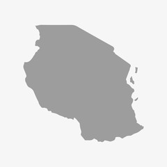 Poster - Map of Tanzania in gray on a white background
