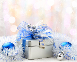 Christmas gift box on abstract background