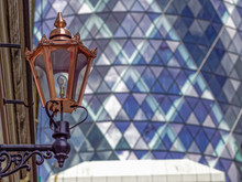 Brass Street Lamp In Victorian Design In The Modern Part Of London
