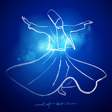 Sufi Dance Whirling Dervish Ink Line Sketch
