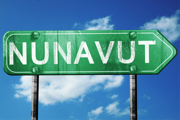 Wall Mural - Nunavut, 3D rendering, a vintage green direction sign