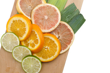 Wall Mural - close-up image of slices of fruits.