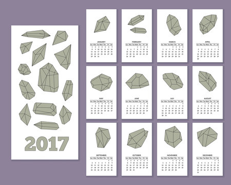 Monthly wall calendar for year 2017