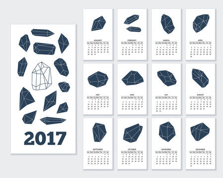 Monthly wall calendar for year 2017