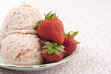 Sticker - plate of strawberry ice cream