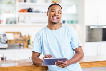 Man using digital tablet