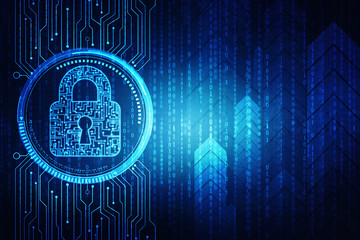 Safety concept: Closed Padlock on digital background