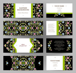 Wall Mural - Vector set of golden floral cards.