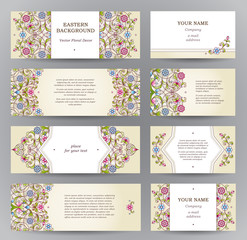 Wall Mural - Vector set of ornate cards in Eastern style.