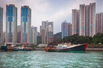 Canvas Print - Floating village in the Aberdeen bay in Hong Kong