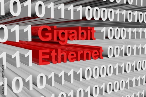 Fotografie, Obraz Gigabit ethernet as a binary code 3D illustration