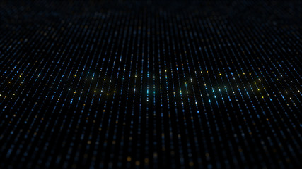 Poster - abstract bacgkround, strings made of particles with glow blinks
