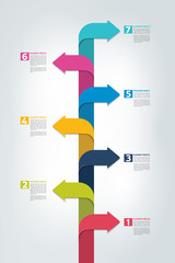 Wall Mural - Timeline vertical report, template, chart, scheme, step by step infographic. Vector.