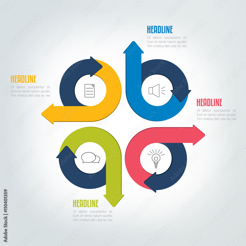 Four steps circle arrow infographic scheme, template, chart, diagram ...