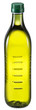 Bottle of extra virgin olive oil on a white background.