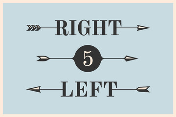 Wall Mural - set of vintage arrows and banners with inscription right and left. design elements in retro style fo