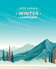 Wall Mural - Winter landscape - mountains.