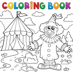 Poster - Coloring book clown near circus theme 6