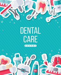 Wall Mural - Dentistry Banner With Flat Sticker Icons