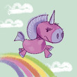 vector illustration of kiddy unicorn in the sky