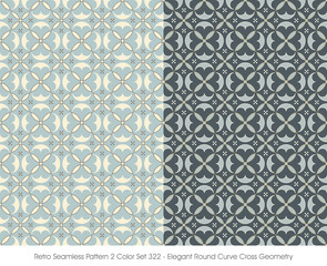 Wall Mural - Retro Seamless Pattern 2 Color Set_322 Elegant Round Curve Cross Geometry